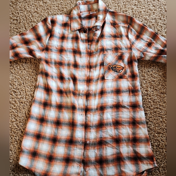 Oregon State Beavers Womens Long Roll Sleeve Button Up Tunic Shirt Small NWOT - Picture 4 of 7